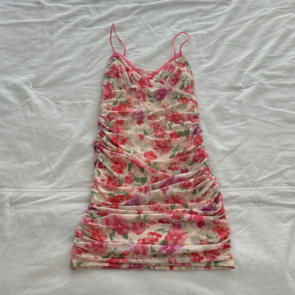 Floral Ruched Mini Dress